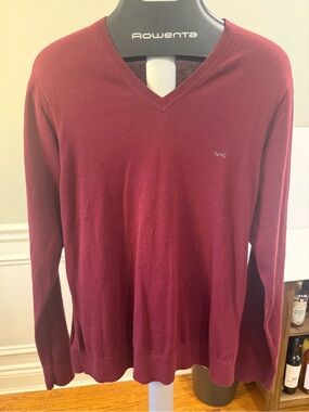 NWT Michael Kors Men's Cotton V-Neck Pullover Sweater Chianti Red Size L